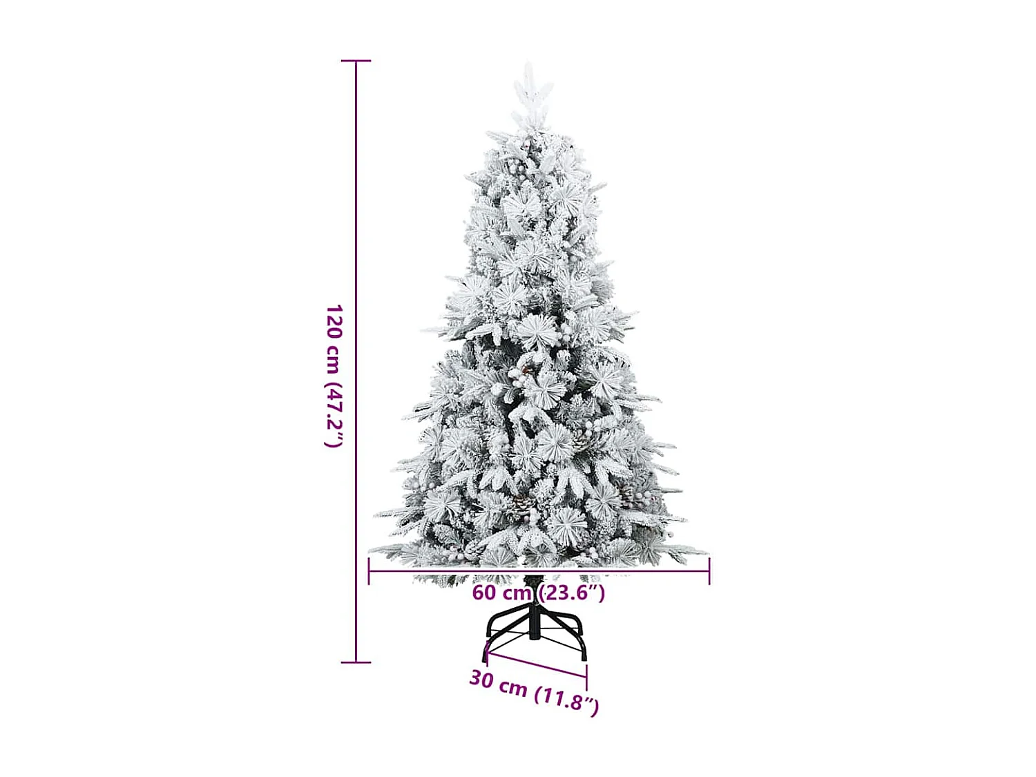 Albero di Natale artificiale verde e bianco con rami incernierati