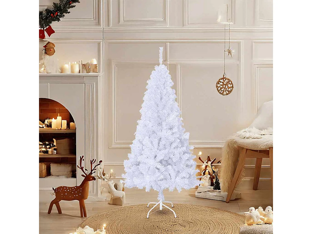 Albero di Natale artificiale con rami spessi bianco 120cm PVC