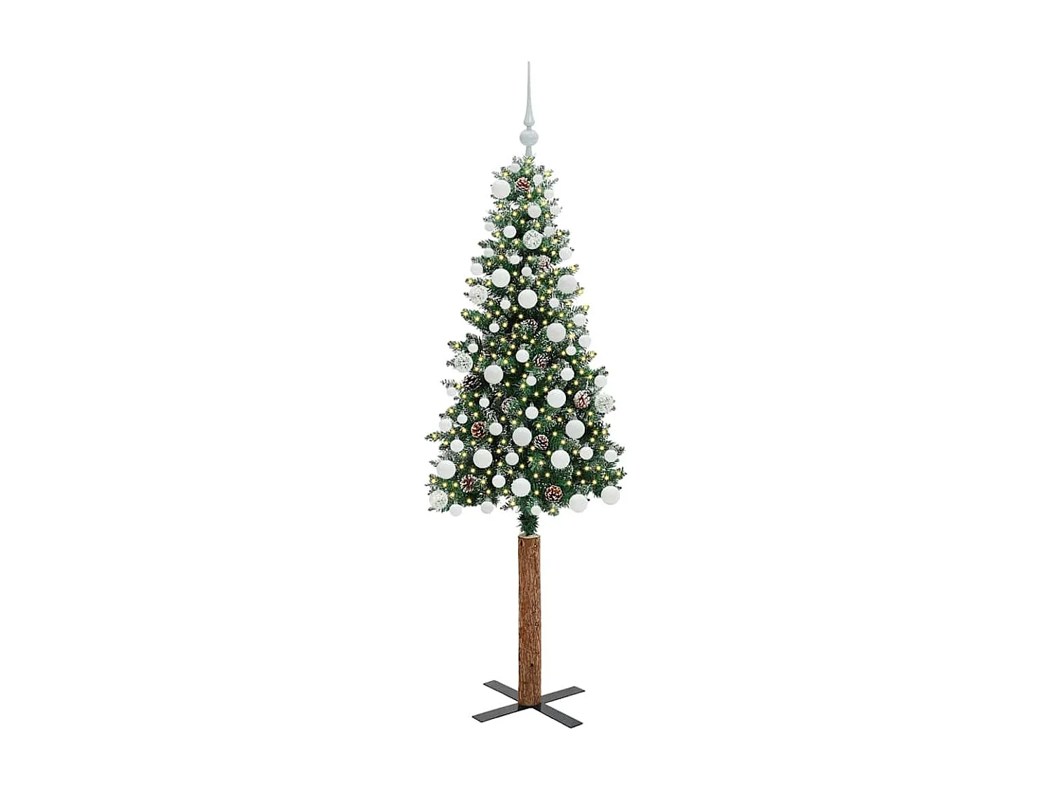 Schlanker Weihnachtsbaum mit 300 LEDs Grün und Weiß 180 cm