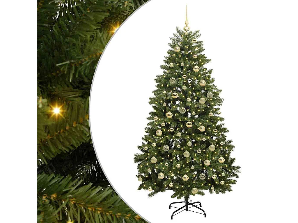 Albero di Natale artificiale con 300 LED Verde 180 cm PVC e metallo