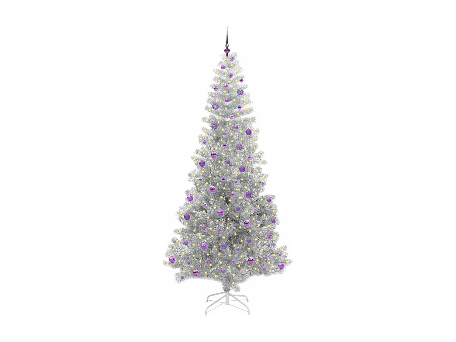 Weihnachtsbaum mit 300 LEDs mit Ständer Silber 240 cm PET