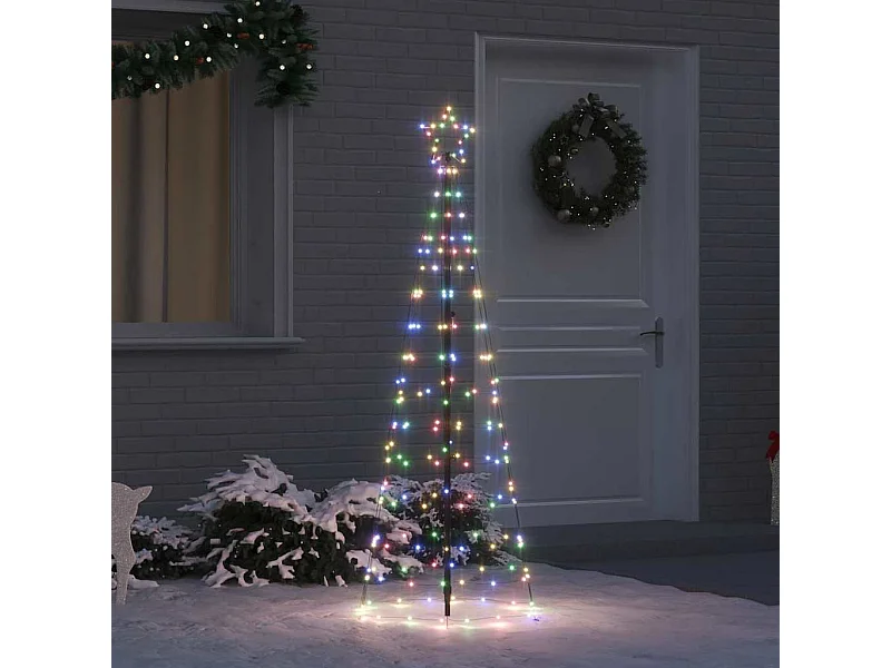 Arbre de Noël LED avec piquets au sol Multicolore 250 cm Fer