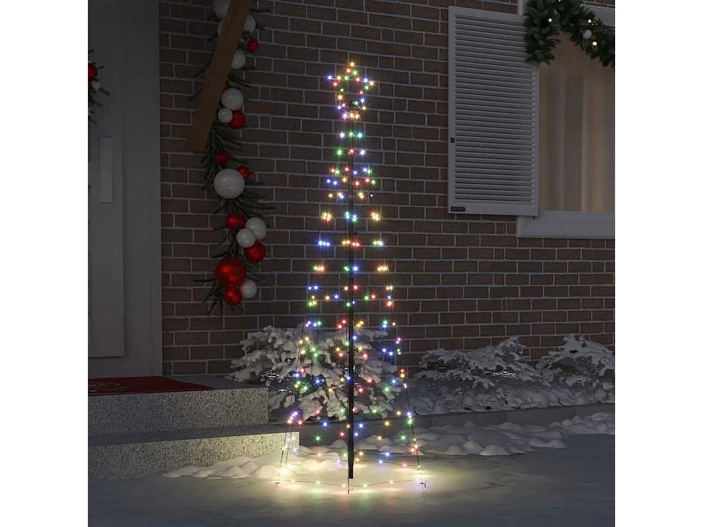 Arbre de Noël LED avec piquets au sol Multicolore 250 cm Fer