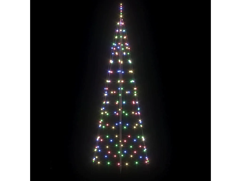 Arbre de Noël LED avec piquets au sol Multicolore 250 cm Fer