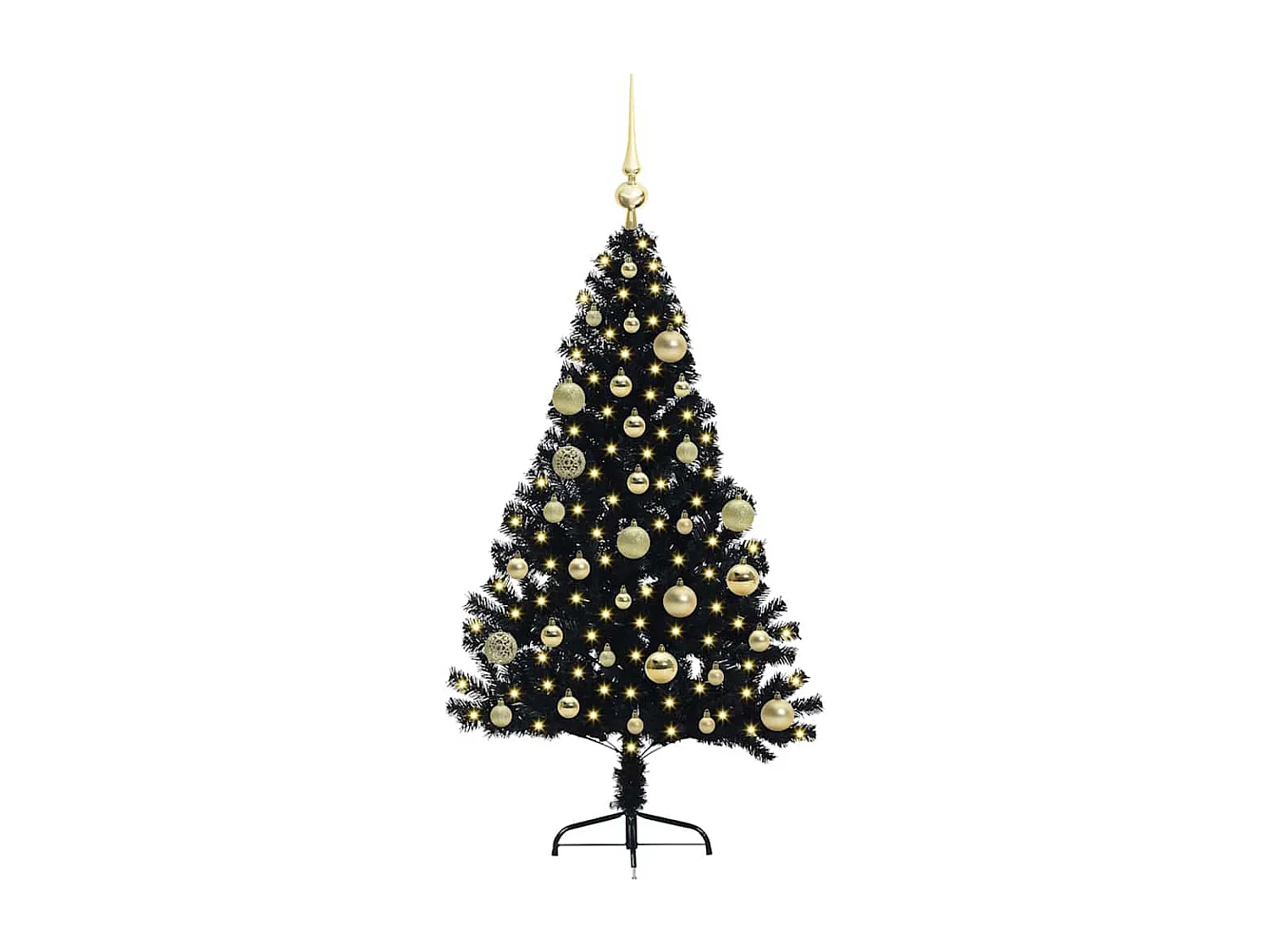 Sapin de Noël artificiel pré-éclairé Noir 120 cm PVC
