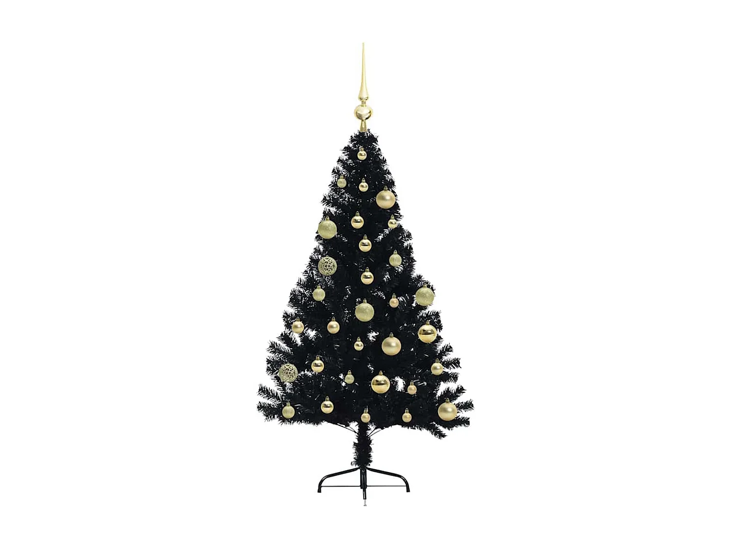 Sapin de Noël artificiel pré-éclairé Noir 120 cm PVC