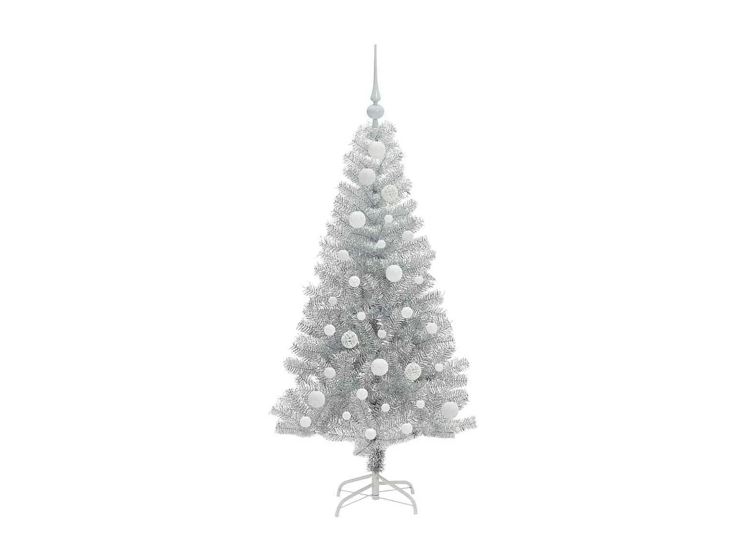 Sapin de Noël avec 150 LED avec support Argent 120 cm PET