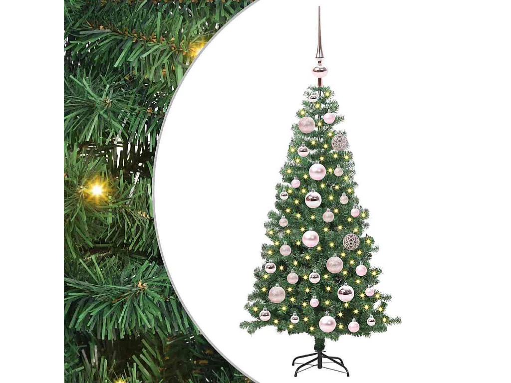 Sapin de Noël avec 150 LED avec support Vert 120 cm PVC