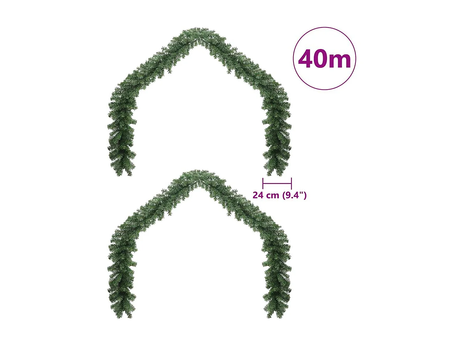 Guirlande de Noël 2 pcs Vert 20 m PVC