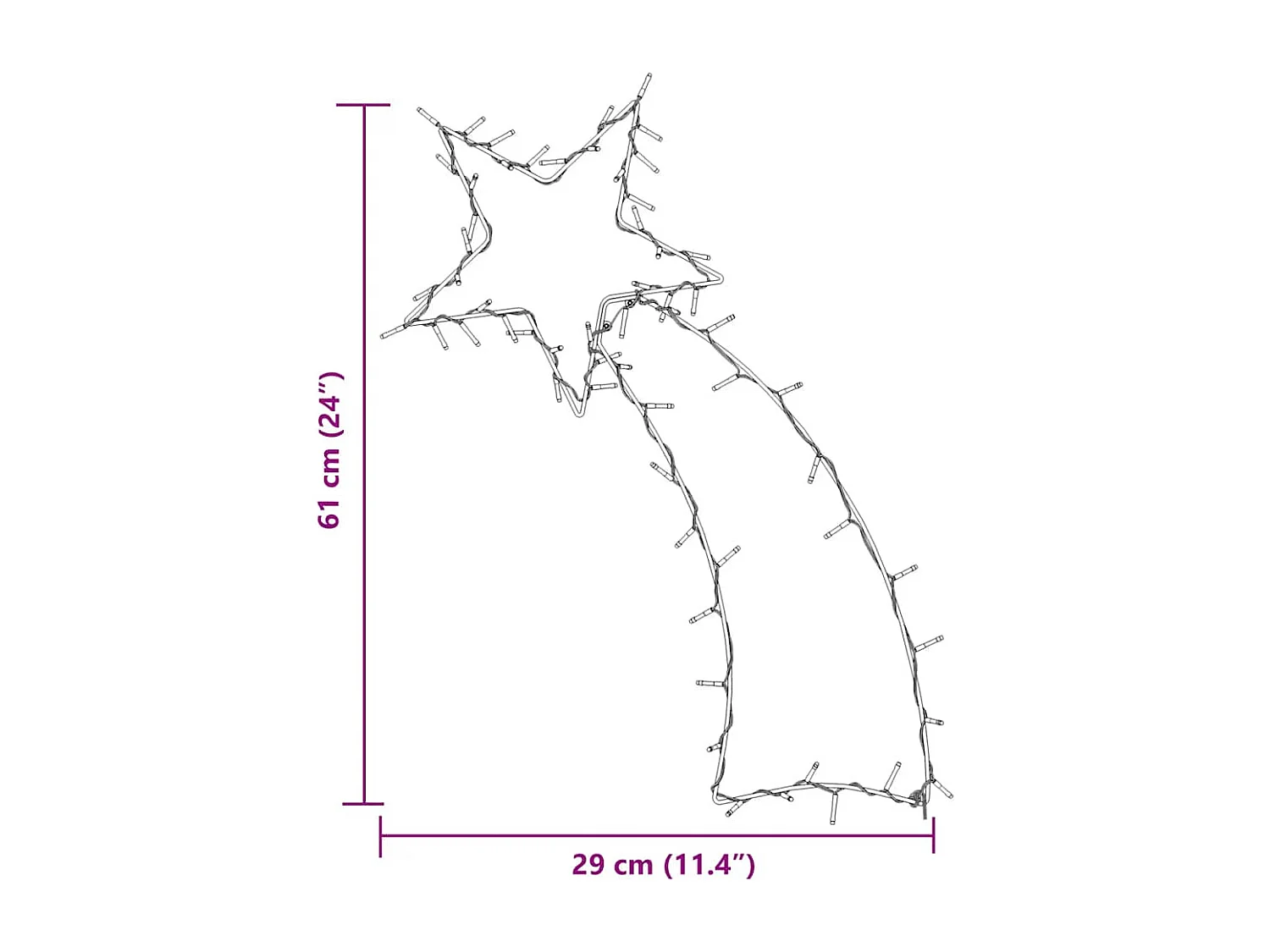 Lumières de Noël silhouette d'étoile filante 80 LED