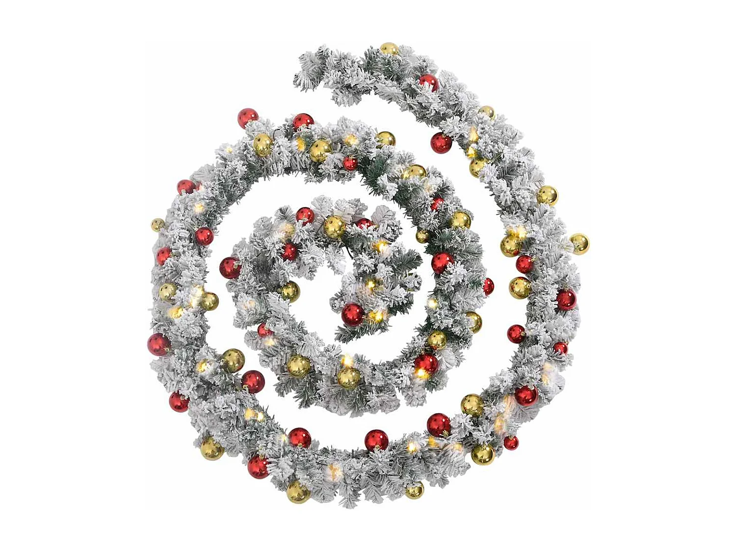 Guirlande de Noël avec boules et lumières LED vert 10 m PVC