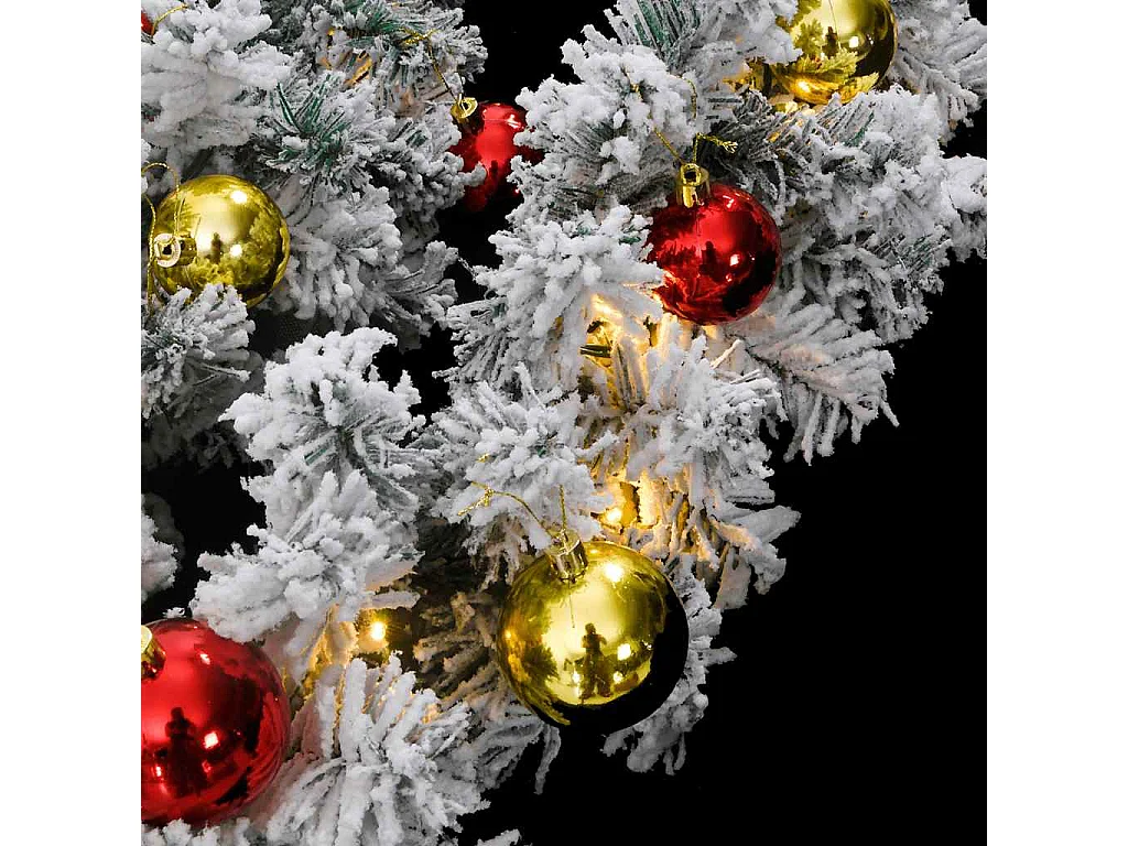 Guirlande de Noël avec boules et lumières LED vert 10 m PVC