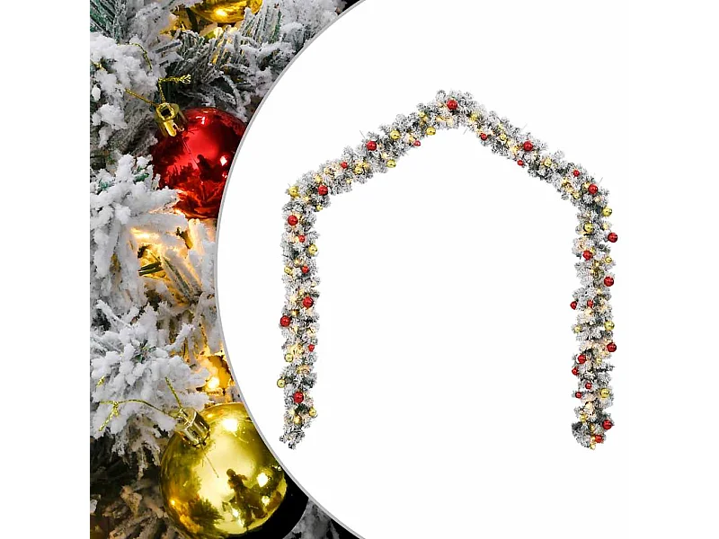 Guirlande de Noël avec boules et lumières LED vert 10 m PVC