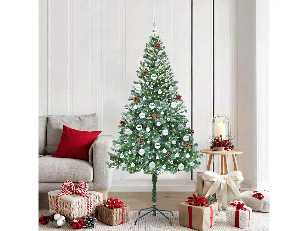Sapin de Noël artificiel avec 300 LED Vert 180 cm PVC et Acier