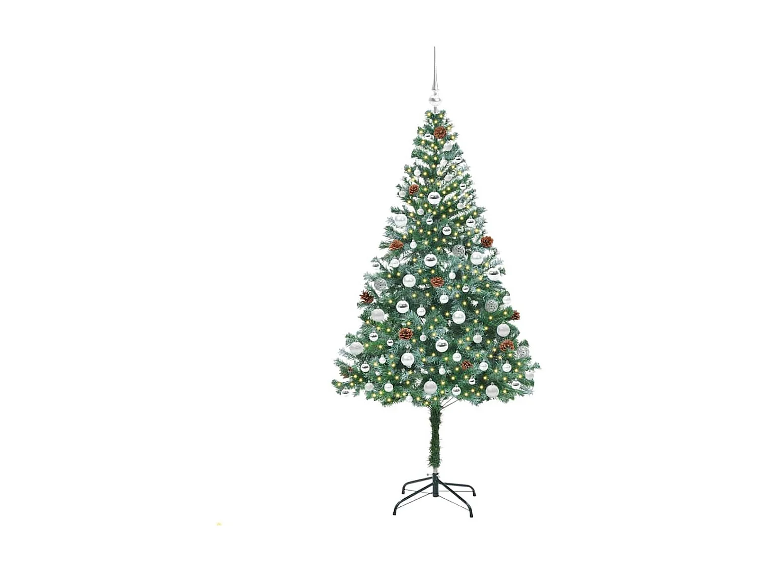 Sapin de Noël artificiel avec 300 LED Vert 180 cm PVC et Acier