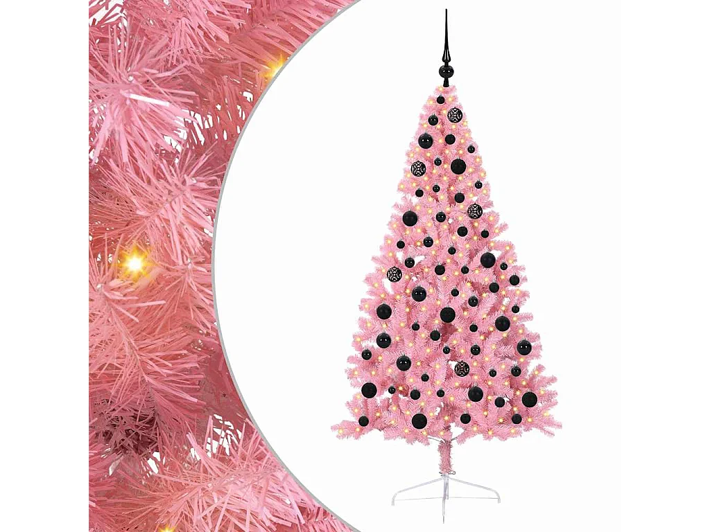 Sapin de Noël artificiel pré-éclairé Rose 180 cm PVC