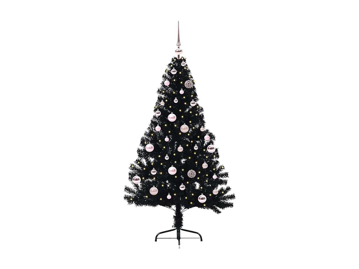 Sapin de Noël artificiel pré-éclairé Noir 150 cm PVC