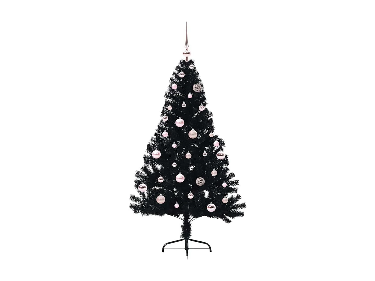 Albero di Natale artificiale preilluminato nero 150 cm in PVC