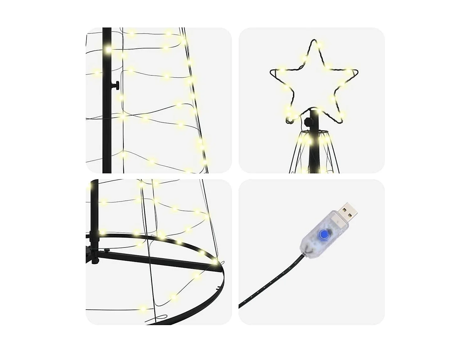 Albero di Natale a LED con 390 LED bianco caldo 250 cm Ferro