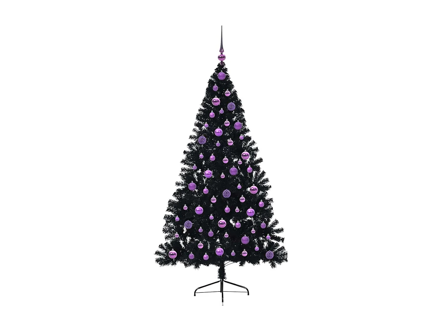 Künstlicher Weihnachtsbaum mit Beleuchtung, Schwarz, 180 cm, PVC