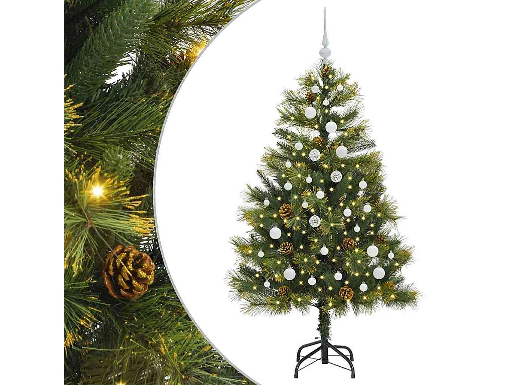 Sapin de Noël artificiel avec branches pliables et cônes 150 cm