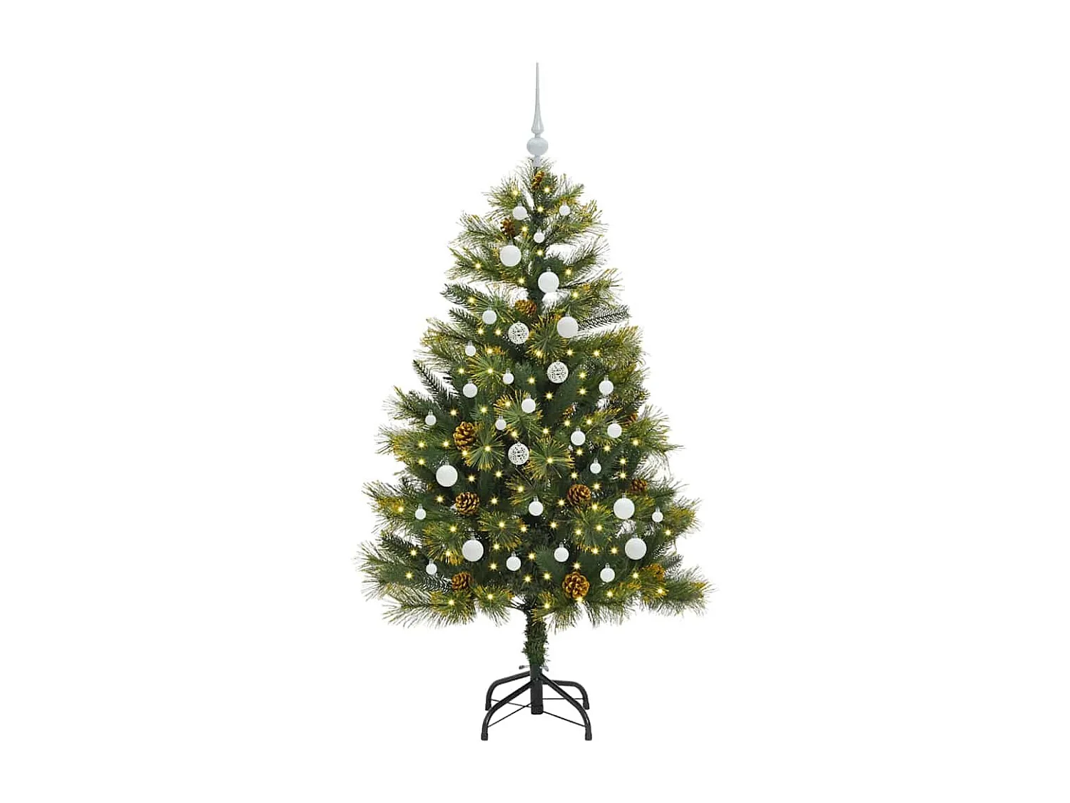 Sapin de Noël artificiel avec branches pliables et cônes 150 cm