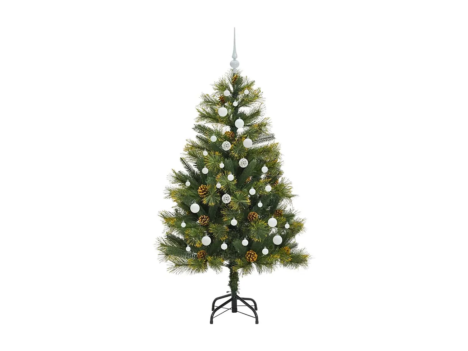 Sapin de Noël artificiel avec branches pliables et cônes 150 cm