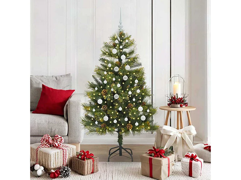 Kunstkerstboom met buigzame takken en kegels 150 cm