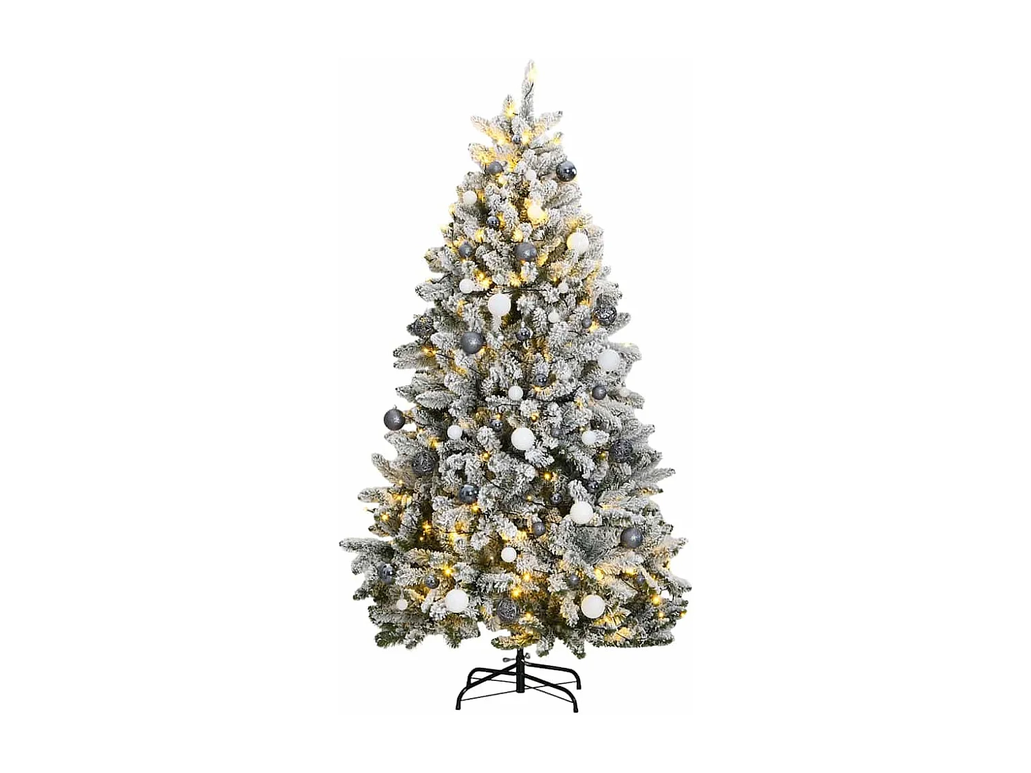 240 cm gelede kunstkerstboom met 300 LED's en ballen
