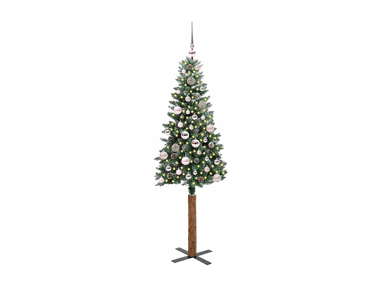 Albero di Natale sottile con 150 LED Verde e bianco 150 cm