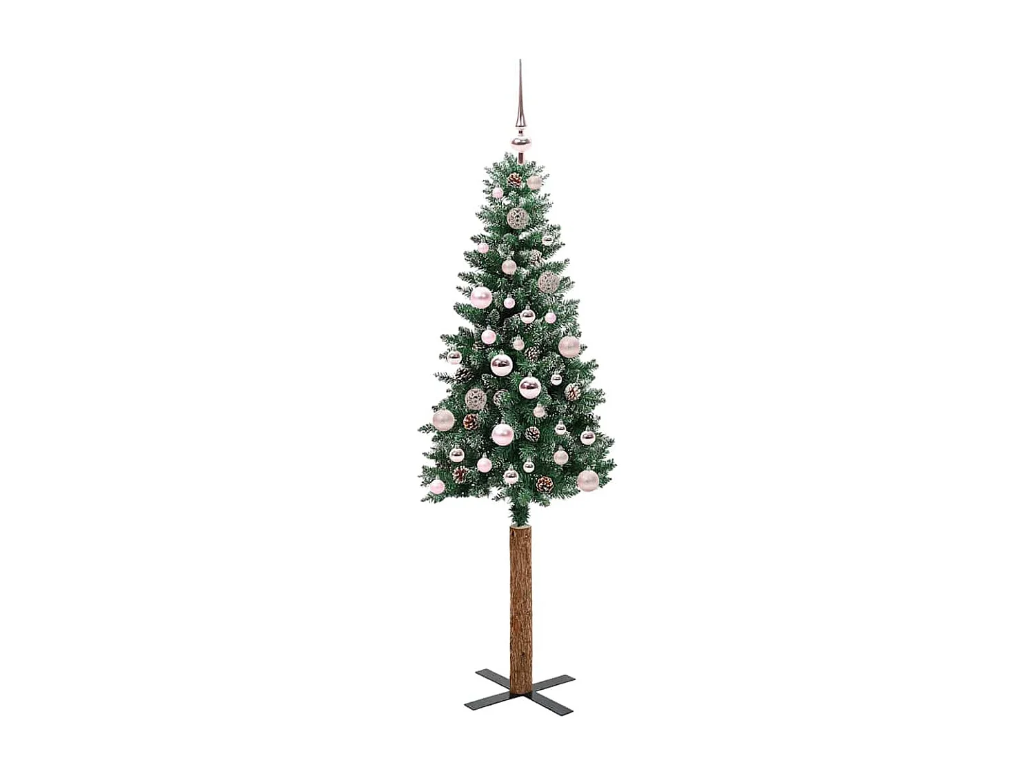 Albero di Natale sottile con 150 LED Verde e bianco 150 cm