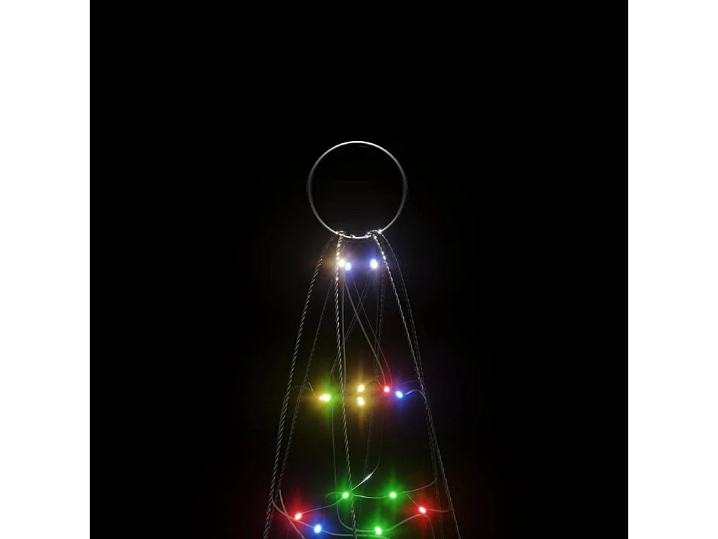 Sapin de Noël à LED sur mât de drapeau 200 LED coloré 180 cm