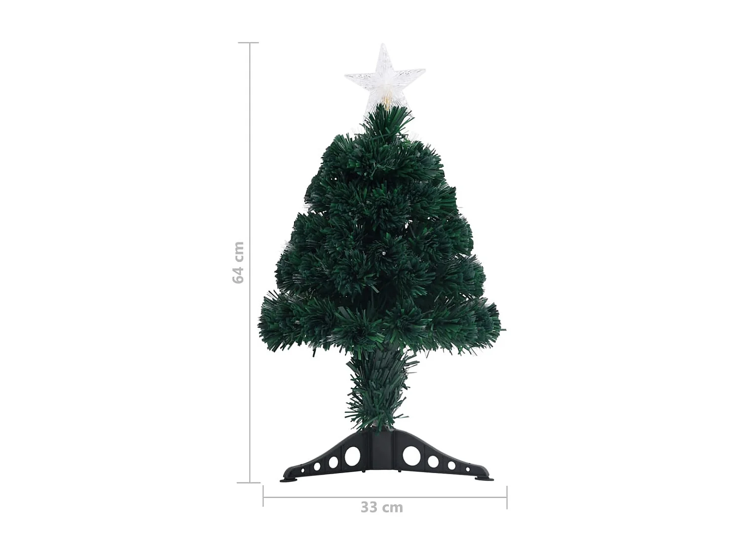 Voorverlichte kerstboom met standaard 64 cm glasvezel