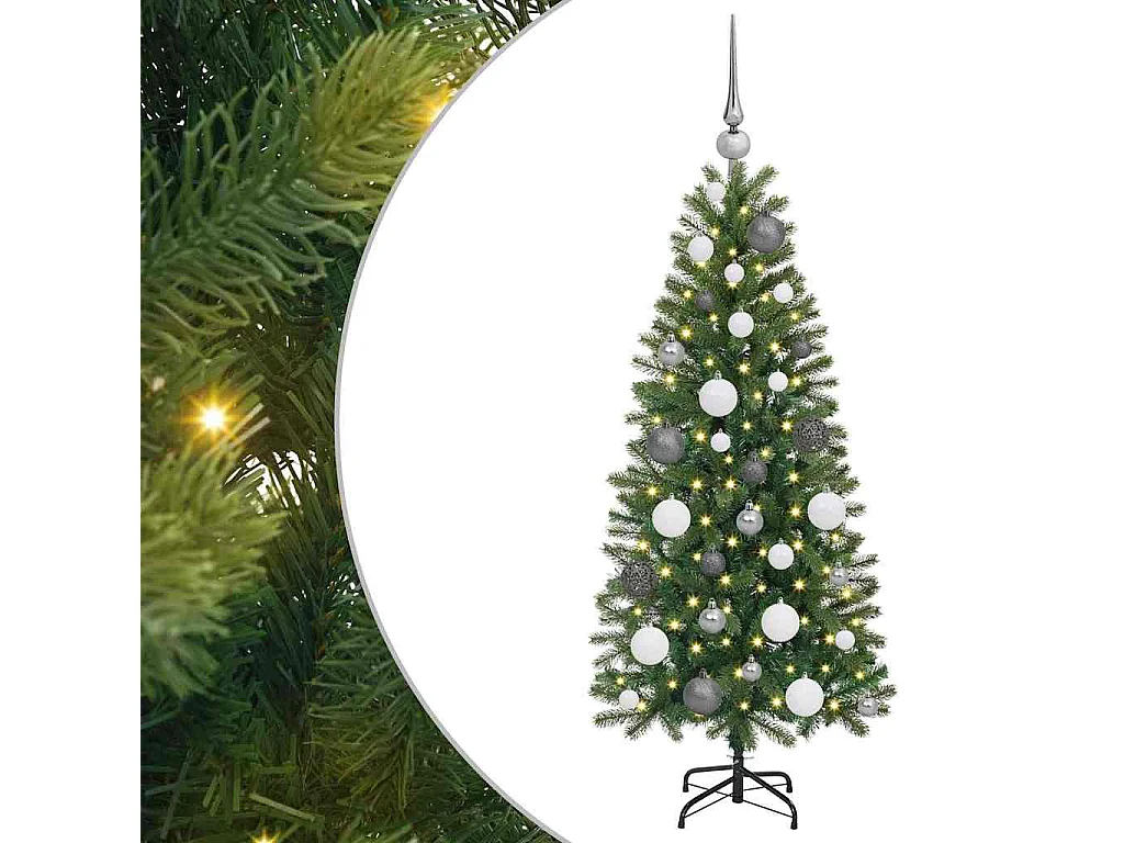 Sapin de Noël artificiel avec 150 LED Vert 120 cm PE et PVC
