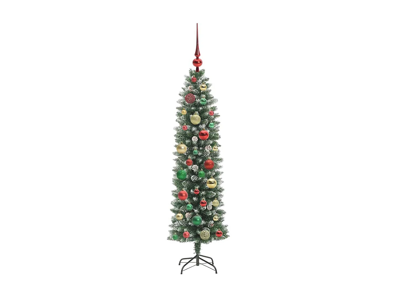 Albero di Natale artificiale sottile con 150 LED Verde e bianco 120 cm