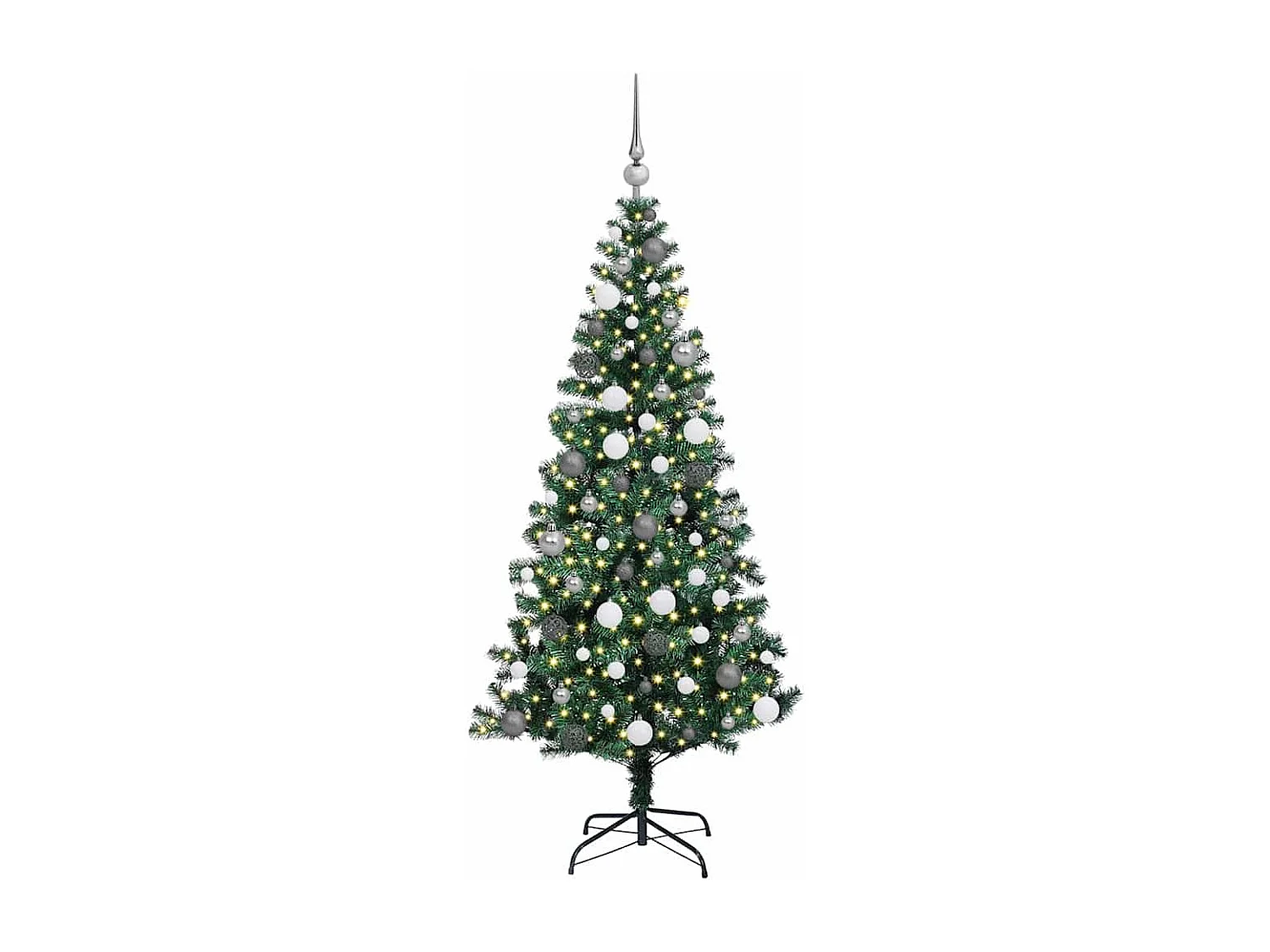Voorverlichte Kunstkerstboom Groen 180 cm PVC en Metaal