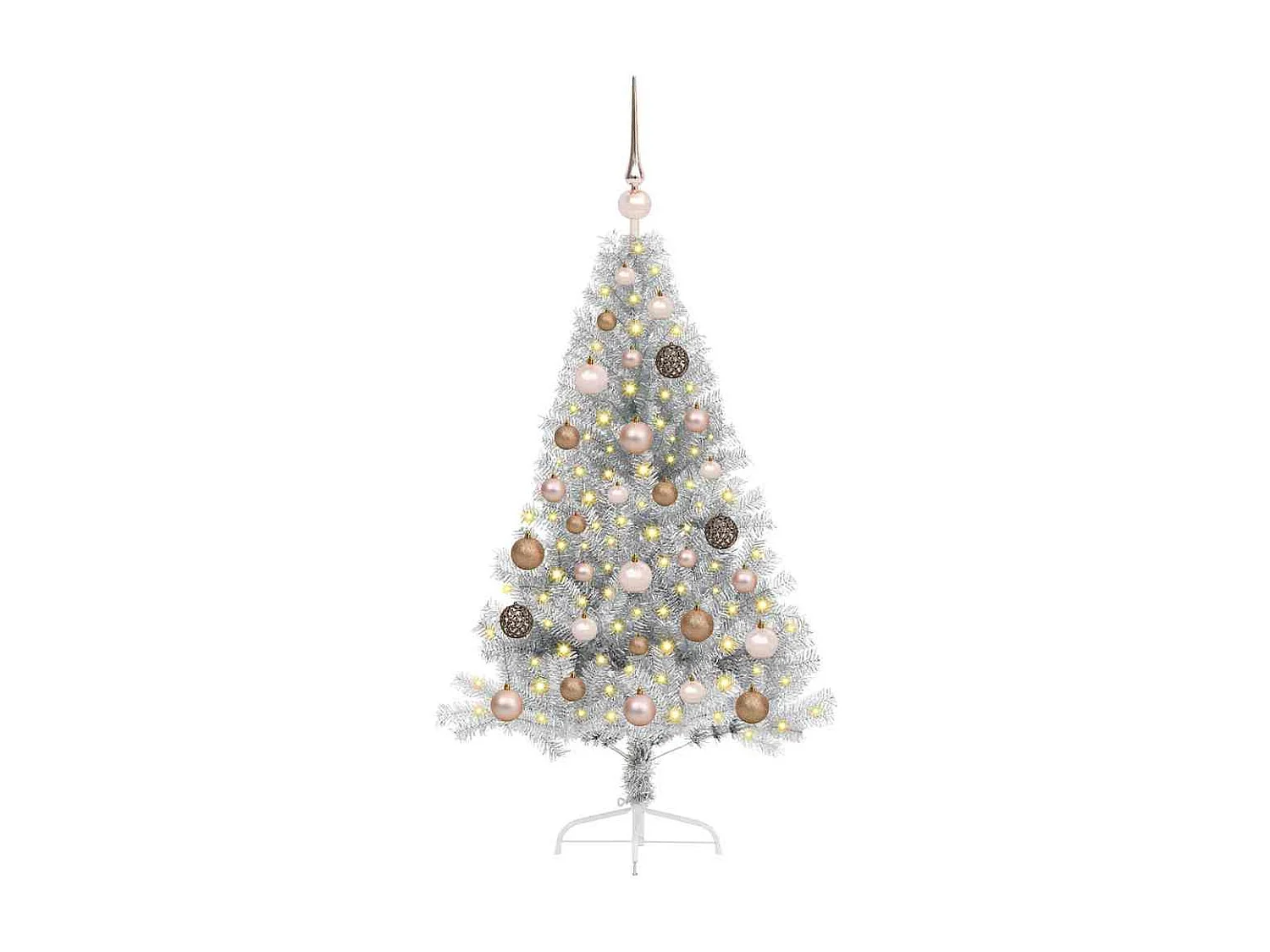 Voorverlichte kunstkerstboom zilver 120cm PET