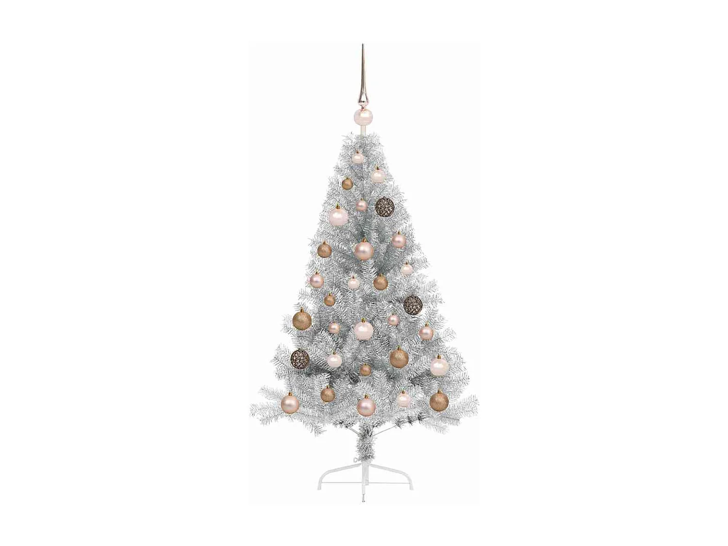 Voorverlichte kunstkerstboom zilver 120cm PET
