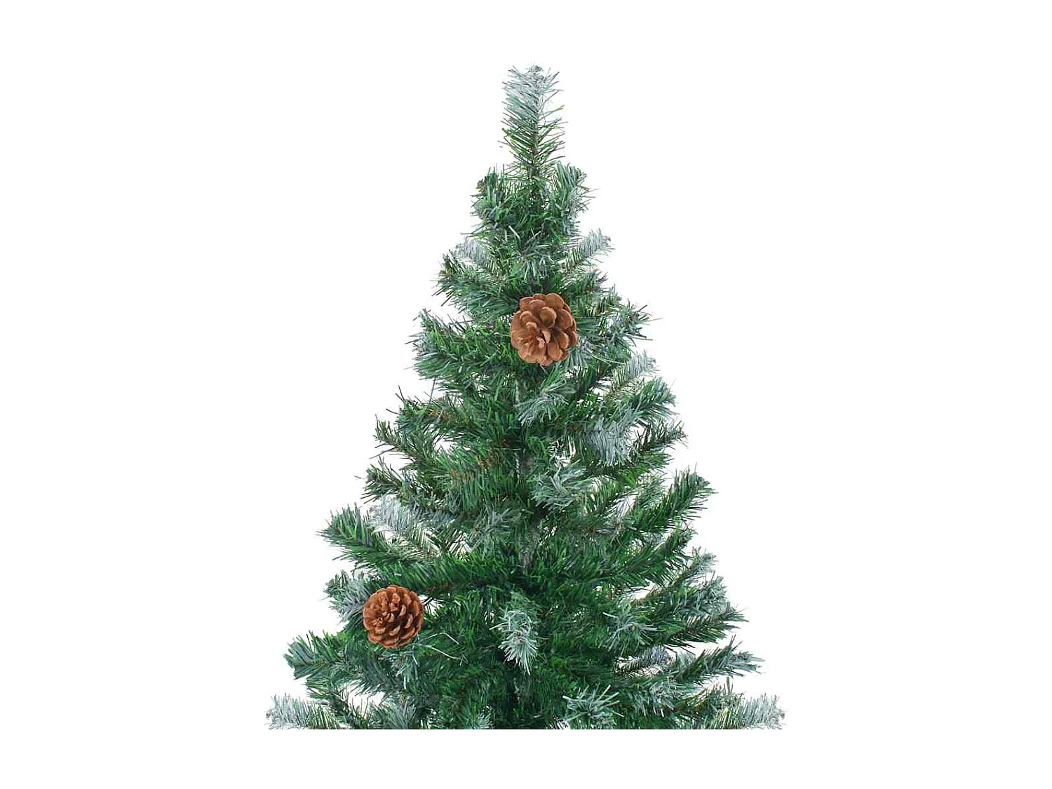 Voorverlichte kunstkerstboom met dennenappels en ballen 180cm