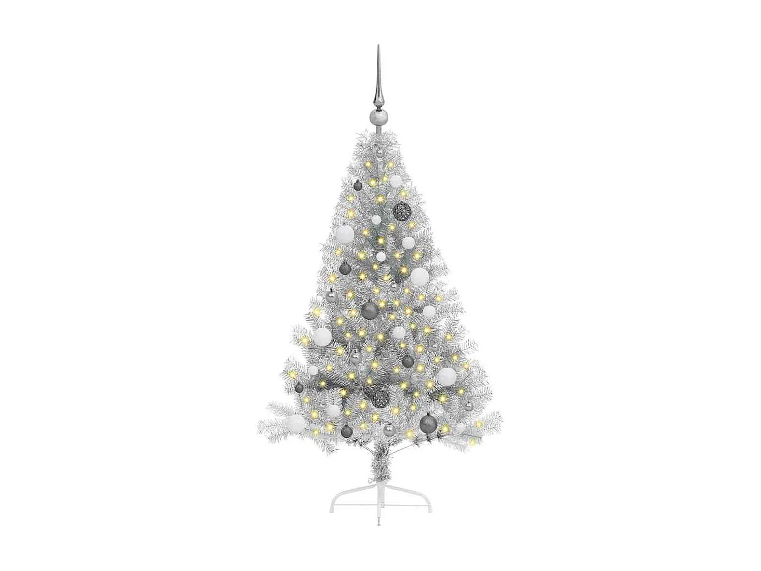 Sapin de Noël artificiel pré-éclairé Argent 150 cm PET