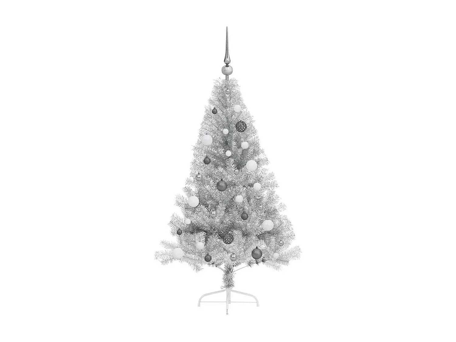 Sapin de Noël artificiel pré-éclairé Argent 150 cm PET