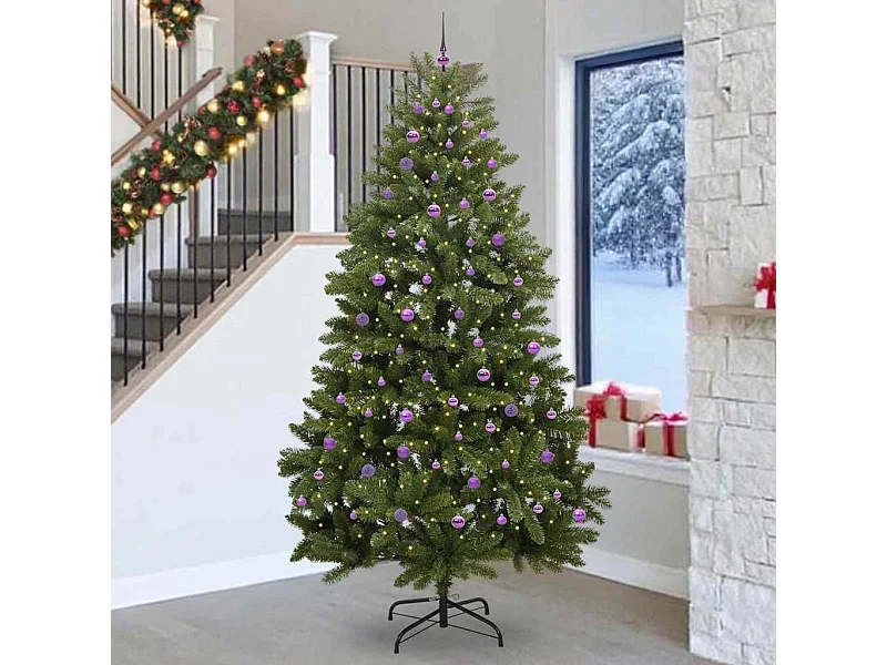 Sapin de Noël artificiel avec 300 LED Vert 270 cm PVC et métal