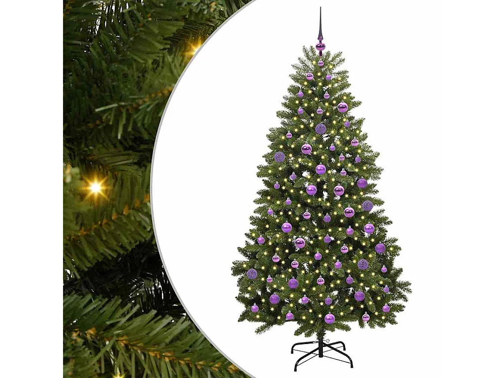 Sapin de Noël artificiel avec 300 LED Vert 180 cm PVC et métal