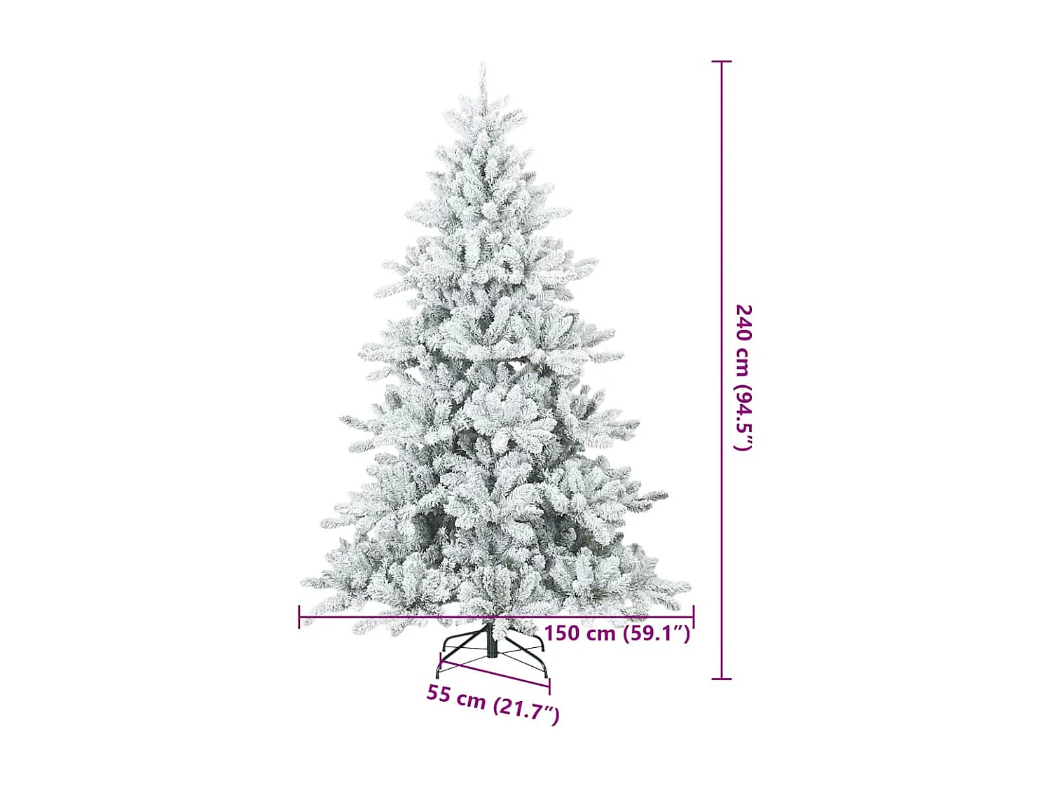 Albero di Natale artificiale con rami flessibili, soffice di neve