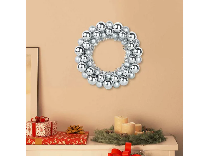 Couronnes de Boules de Noël 2 pcs Argent 33 x 33 x 7 cm