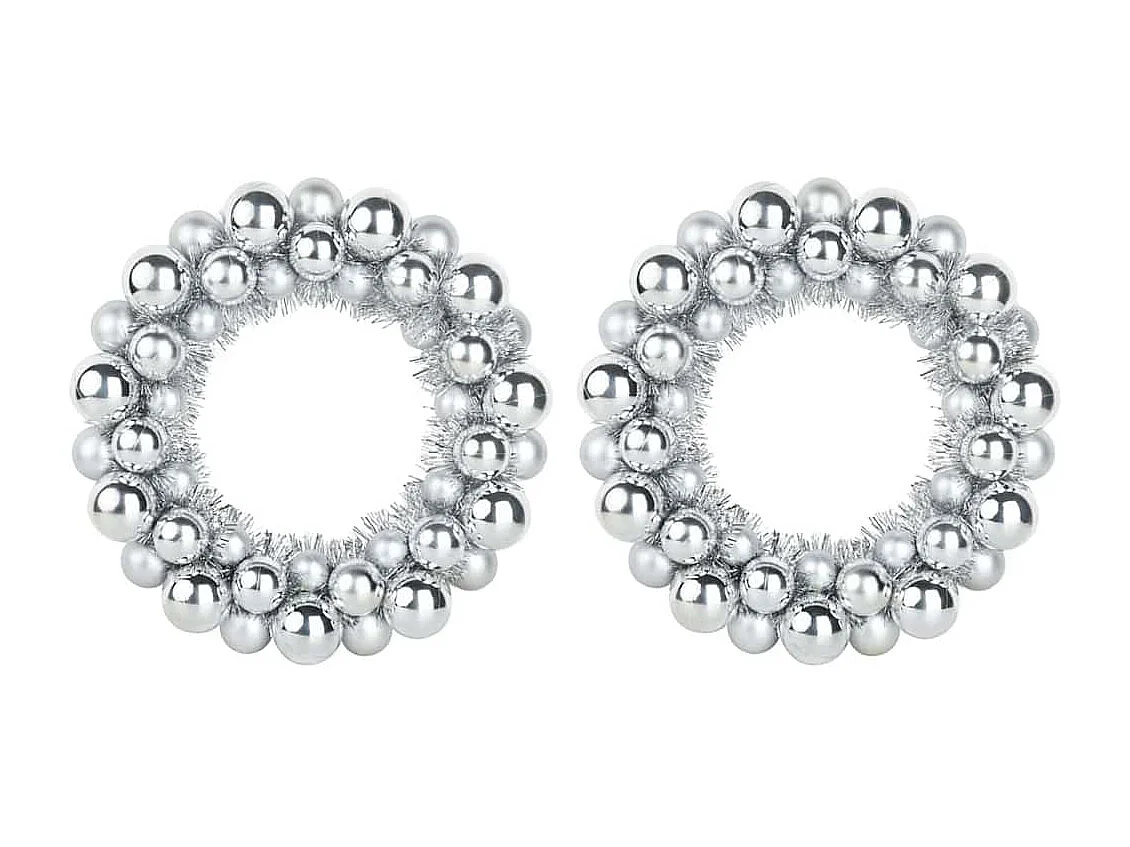 Couronnes de Boules de Noël 2 pcs Argent 33 x 33 x 7 cm