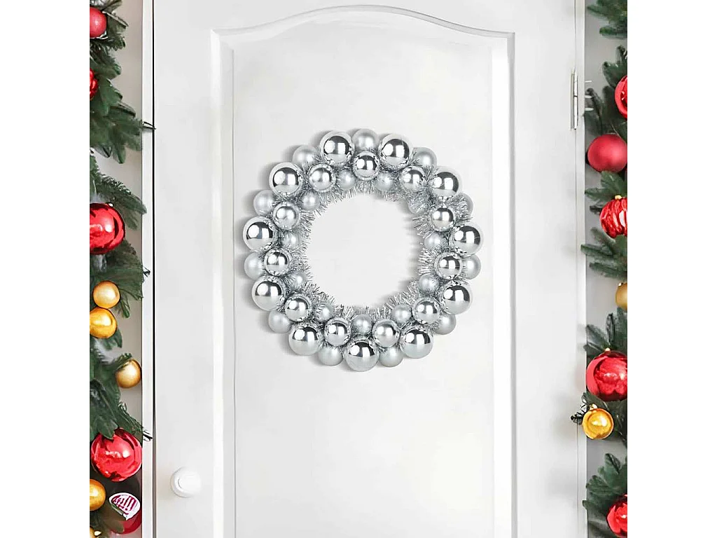 Couronnes de Boules de Noël 2 pcs Argent 33 x 33 x 7 cm