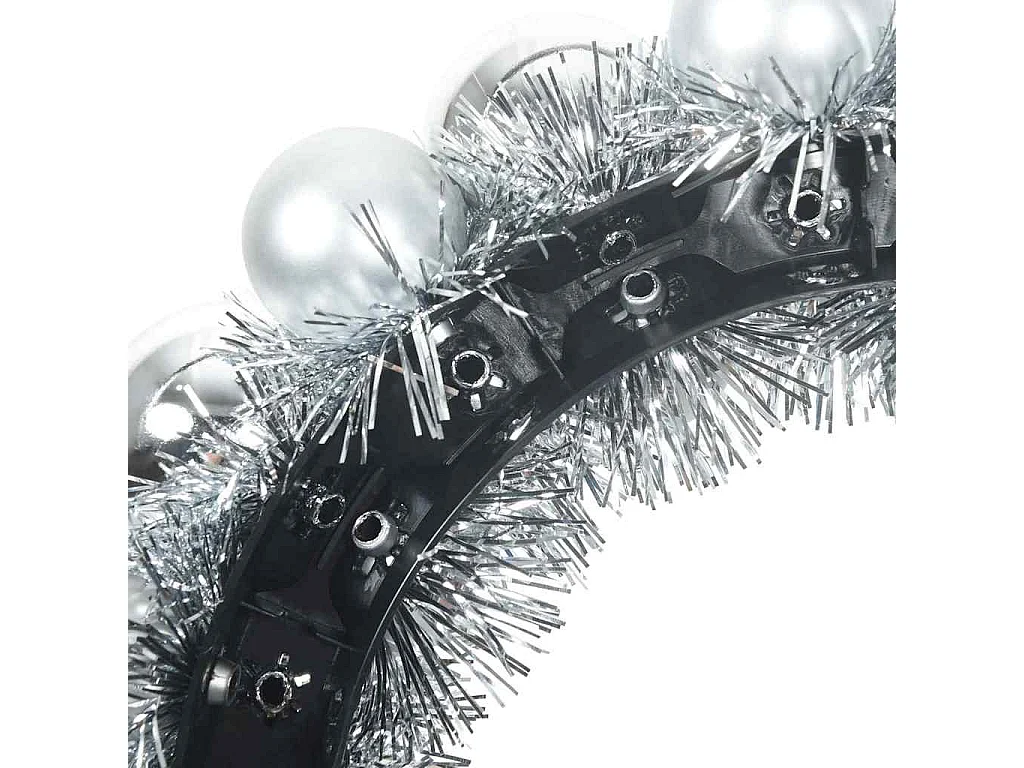 Couronnes de Boules de Noël 2 pcs Argent 33 x 33 x 7 cm