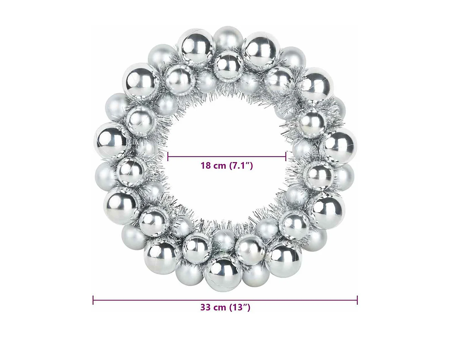 Couronnes de Boules de Noël 2 pcs Argent 33 x 33 x 7 cm