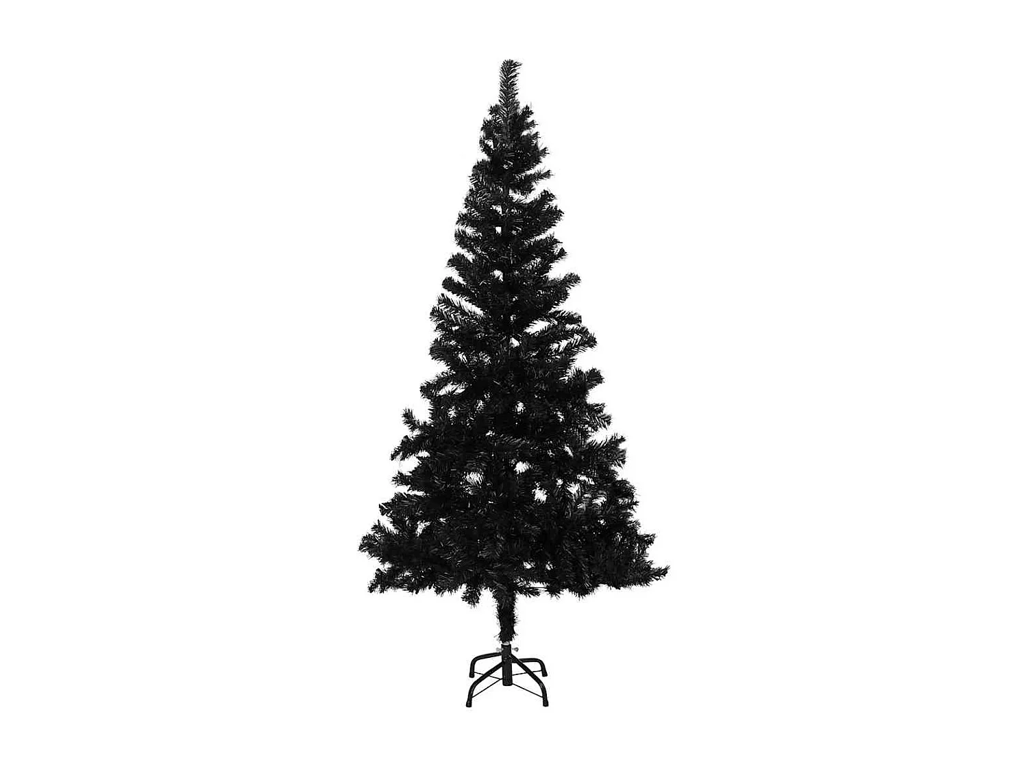Albero di Natale artificiale preilluminato con palline nere 180 cm PVC
